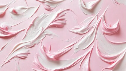 Poster - A close-up shot of a delicious-looking pink cake with white icing
