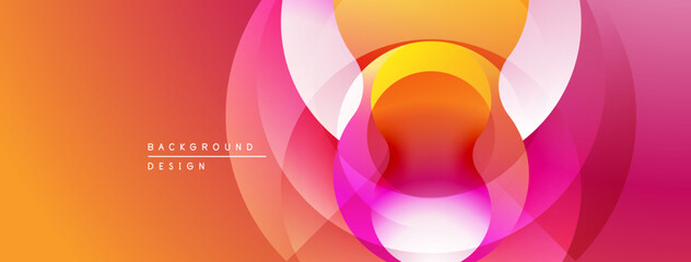 Leinwandbilder - Abstract design features layered circles, vibrant orange, pink hues. Gradient background creates modern visual effect.