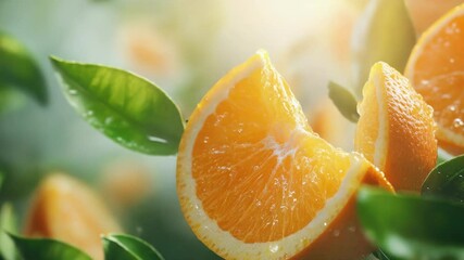Poster - Fresh orange with dewy water droplets, great for food or nature-related imagery