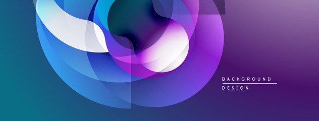 Aufkleber - Abstract flowing shapes, vibrant blues, purples create dynamic composition. Modern design element for backgrounds, presentations.