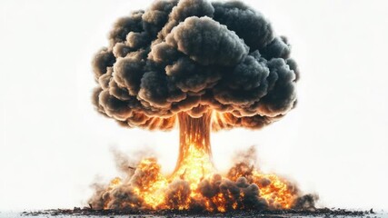 Aufkleber - A large industrial accident with massive black smoke and flames, suitable for use in scenes related to emergency services or environmental disasters