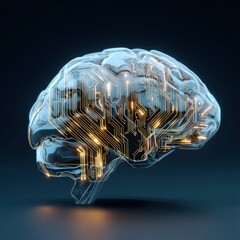 Poster - Transparent brain with circuitry representing future technology