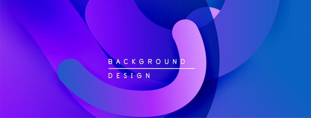 Poster - Abstract fluid shapes overlap, creating vibrant purple, blue gradients. Text reads background design centered within composition.