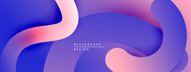 Poster - Abstract fluid shapes, purple hues, pink accents. Modern design, smooth gradients create depth, visual harmony.