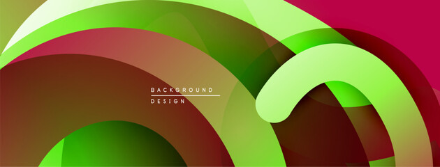 Aufkleber - Abstract flowing shapes, vibrant green, red hues. Modern design, smooth gradients create dynamic visual effect. Background texture.