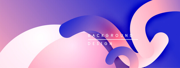 Aufkleber - Abstract fluid shapes overlap, creating vibrant gradient background. Pink, purple, blue hues blend seamlessly. Modern design element.
