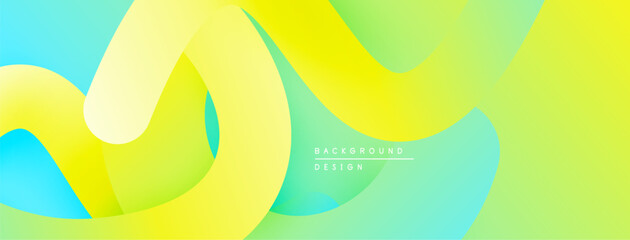 Poster - Abstract flowing shapes, vibrant gradients. Yellows, greens, blues blend seamlessly creating dynamic visual effect. Modern design element.
