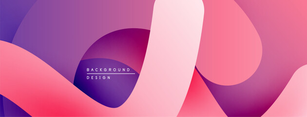 Poster - Abstract fluid shapes, vibrant purple, pink hues. Modern design, smooth gradients create dynamic composition. Minimalist aesthetic.