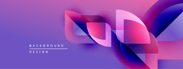 Poster - Abstract purple background. Overlapping ribbon shapes create dynamic visual effect. Modern design elements present smooth gradients.