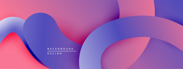 Aufkleber - Abstract fluid shapes, vibrant pinks, purples blend. Modern design, smooth gradients create dynamic visual effect. Background texture.