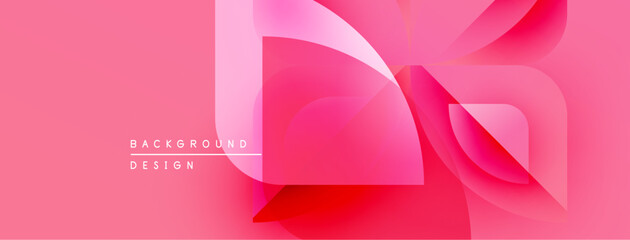 Poster - Abstract pink design features layered geometric shapes. Gradient colors create modern visual effect. Minimalist style, suitable background element.