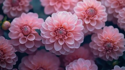 Poster - A bouquet of pink flowers with green leaves, perfect for decoration or arrangement