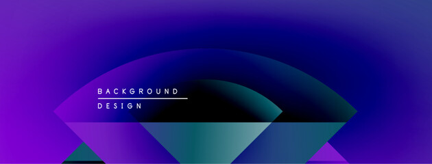 Poster - Abstract purple gradient background. Geometric shapes overlap creating modern design. Text reads background design. Minimalist aesthetic.
