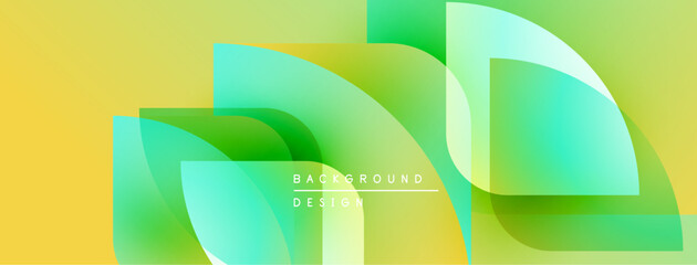 Poster - Abstract geometric shapes overlap, creating vibrant yellow, green gradients. Modern design element for backgrounds, presentations.