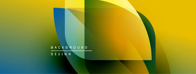 Poster - Abstract vibrant design. Overlapping shapes create dynamic visual effect. Yellow, green, blue hues blend seamlessly. Modern aesthetic.