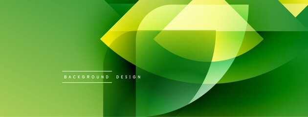 Poster - Abstract green background. Overlapping shapes create dynamic visual effect. Modern design with gradient colors, smooth transitions.