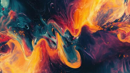 Aufkleber - Abstract artwork featuring orange and blue hues