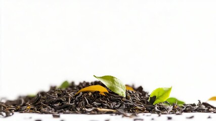 Poster - A pile of black and yellow leaves blowing through the air
