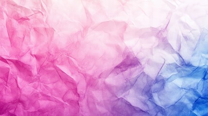 Poster - Crumpled paper background in pastel pink, purple, and blue gradient. Use as abstract backdrop or for adding texture overlays.