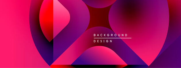 Leinwandbilder - Abstract gradients form overlapping shapes. Vibrant pinks, reds, purples blend smoothly. Text reads background design centrally positioned.
