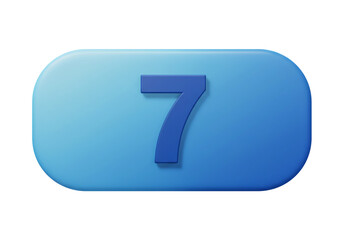 Leinwandbilder - Number Seven Rounded Button in Blue on Transparent Background for Creative Use