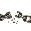 © Suryani - A robust metal chain is shown breaking into pieces, representing concepts of freedom, breaking free from limitations, weakness, and the end of a bond.