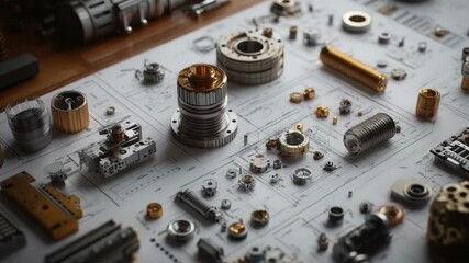Poster - Close-up view of various metal items arranged on a flat surface