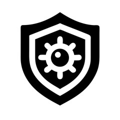 Poster - Shield with virus symbol represents protection isolated on white background