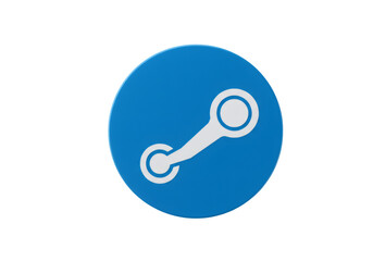 Leinwandbilder - Abstract Blue Circle Icon With White Geometric Shape on a Transparent Background