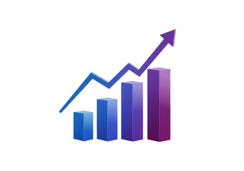 Leinwandbilder - Graphical Representation Of Financial Growth Bar Graph With Arrow On Black