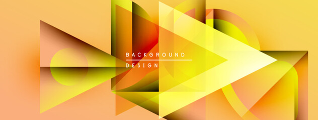 Poster - Abstract geometric design. Warm yellow, orange hues create dynamic composition. Modern background suitable for various projects.