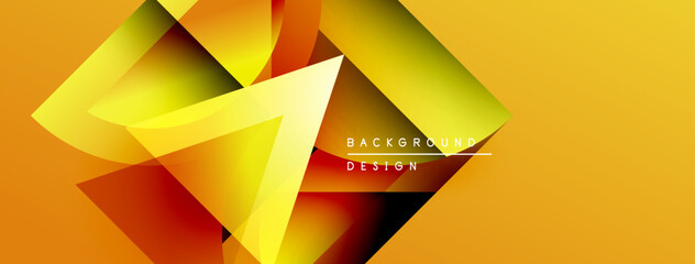 Poster - Abstract geometric shapes, vibrant yellow hues, dynamic composition. Modern design element for backgrounds, presentations.