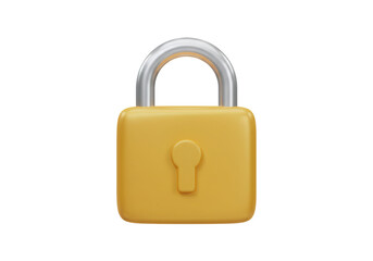 Poster - Golden Padlock with Silver Hasp on Transparent Background Security Concept