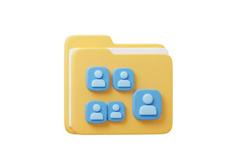 Poster - Yellow Folder Icon with Blue People Grouping Design on Transparent Background
