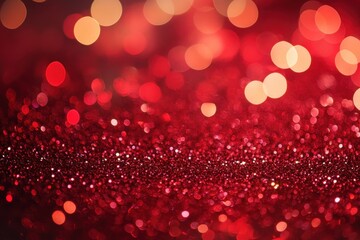 Poster - Bright red glitter and bokeh lights shimmer in a festive background. Use for holiday, valentine's, and celebratory designs or advertisements.