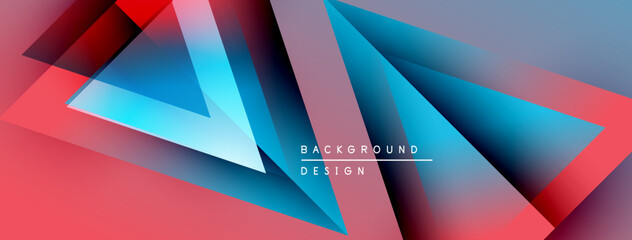 Aufkleber - Abstract geometric shapes overlap. Red, blue, purple gradients create dynamic visual effect. Modern design elements present sleek composition.