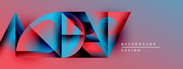 Aufkleber - Abstract geometric shapes blend vibrant colors. Gradient background creates dynamic visual effect. Modern design element for projects.