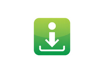 Leinwandbilder - Green Download Icon with White Arrow Inside a Square on a Black Background