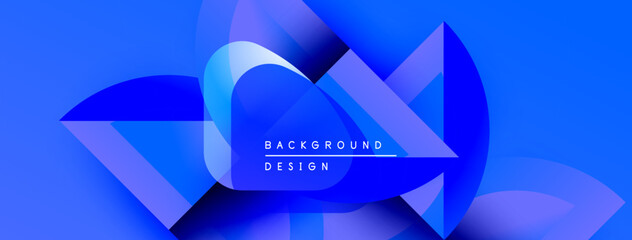 Aufkleber - Abstract blue design features overlapping shapes, gradients, text reading background design. Modern, dynamic composition.