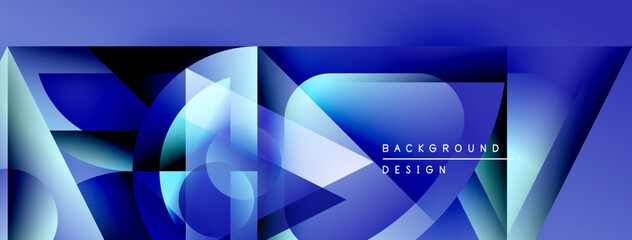 Aufkleber - Abstract geometric shapes, blue hues dominate design. Modern aesthetic, gradients create depth, text reads background design.