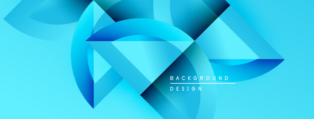 Aufkleber - Abstract blue shapes create dynamic background. Gradient colors, modern design elements, smooth transitions present visual appeal.