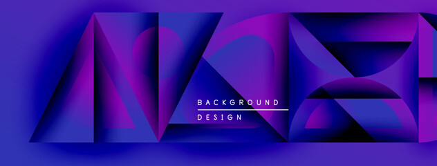 Aufkleber - Abstract geometric shapes, vibrant purple hues, modern design. Background features layered forms, gradient effects, sleek presentation.