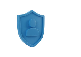 Leinwandbilder - Blue Security Shield Icon with Person Silhouette on Transparent Background