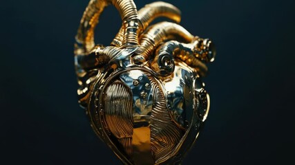Poster - A golden heart-shaped object against a black background