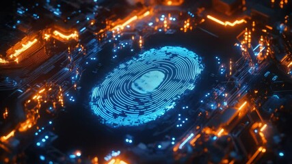 Poster - A close-up of a computer motherboard with a fingerprint on its surface
