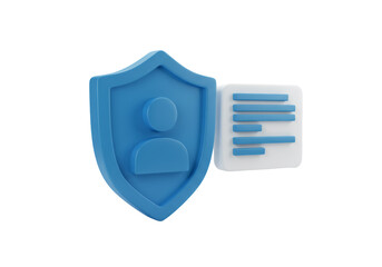 Leinwandbilder - Blue Data Shield with Document and Sphere Graphic Elements on Black Background