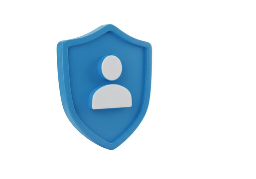 Blue Security Shield with Person Icon on Transparent Background for Cybersecurity