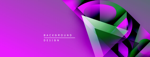 Fototapete - Abstract purple design features geometric shapes, gradients, dynamic composition. Modern background with vibrant color scheme.