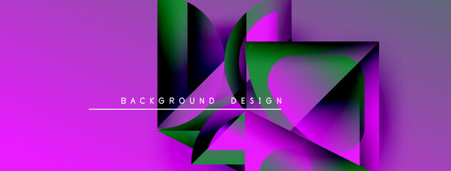 Poster - Abstract geometric composition. Vibrant purple, green gradients create dynamic visual effect. Modern design element for backgrounds.