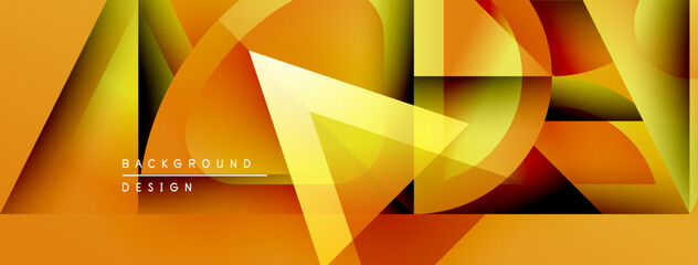 Aufkleber - Abstract geometric shapes overlap, creating vibrant orange, yellow gradients. Modern design elements suggest dynamic composition.